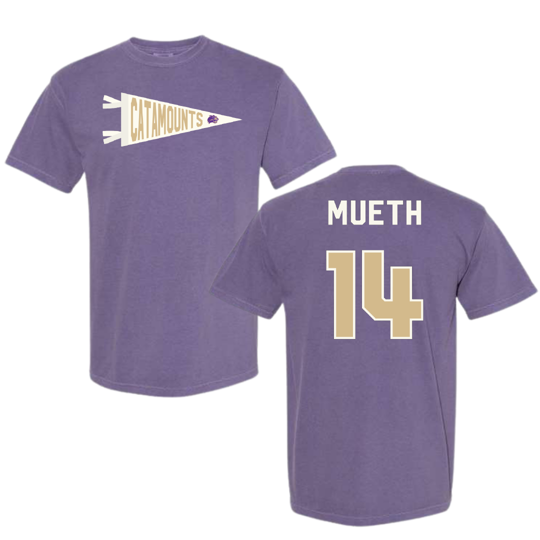 Western Carolina University Soccer Purple Pennant Comfort Colors Tee - #14 Mary Mueth