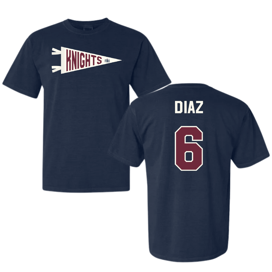 Fairleigh Dickinson University-Metropolitan Campus Volleyball Navy Pennant Comfort Colors Tee - #6 Diego Diaz