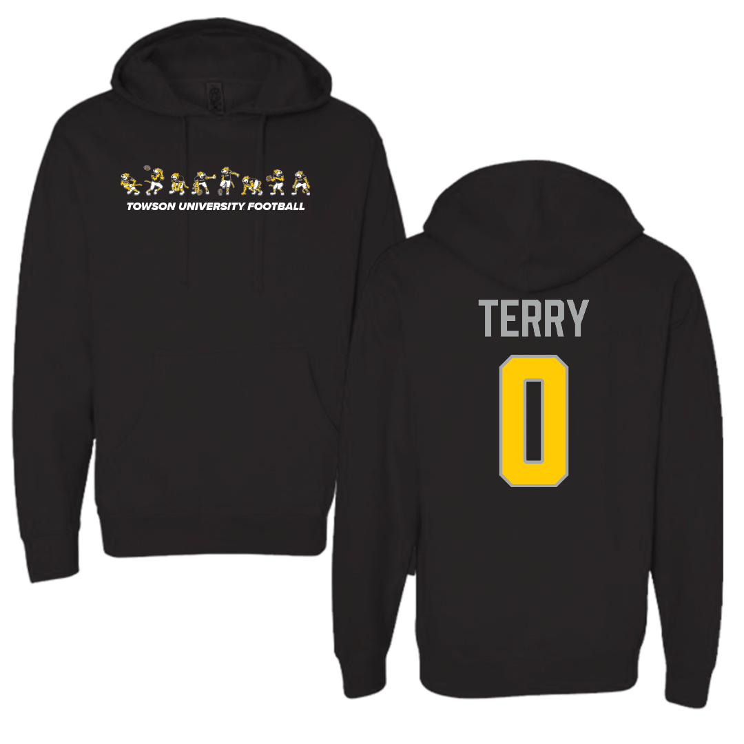 Towson University Football Black Cartoon Doc Team Hoodie - #0 Xavier Terry
