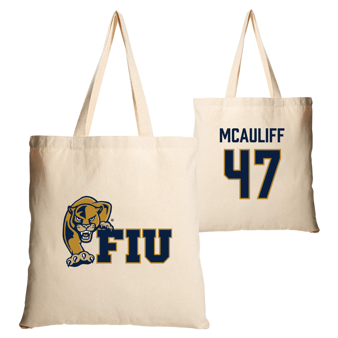 Florida International University Baseball Tan Canvas Tote Bag - #47 Daniel McAuliff