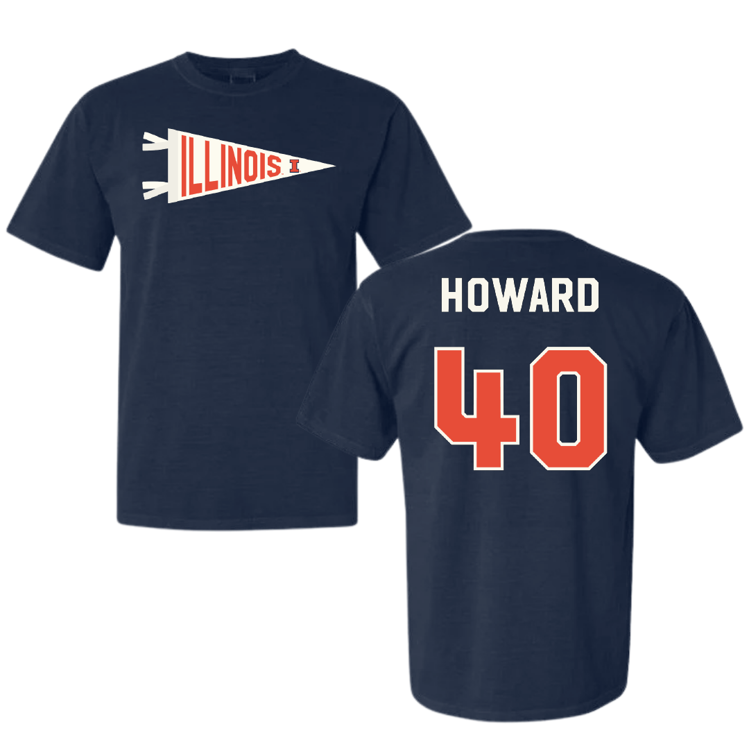 University of Illinois Softball Navy Pennant Comfort Colors Tee - #40 Zoie Howard