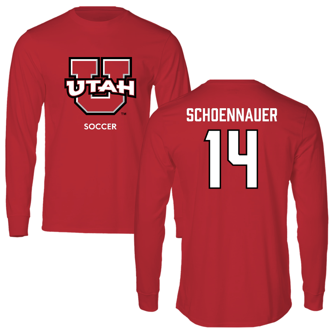 University of Utah Soccer (W) Red Utes Long Sleeve - #14 Kennedy Schoennauer