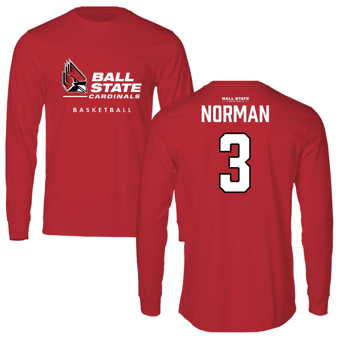 Ball State University Basketball Red Performance Long Sleeve - #3 Karsyn Norman