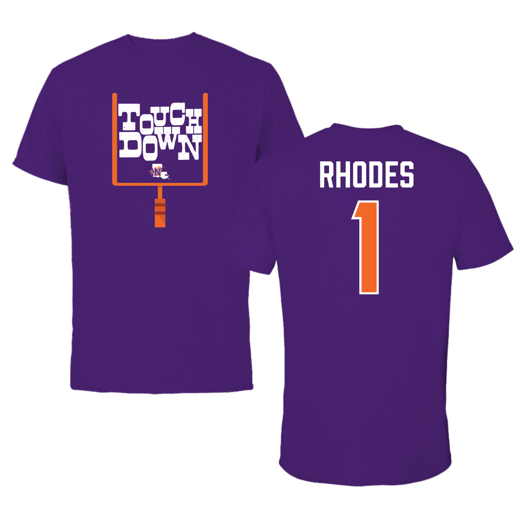 Northwestern State University Football Purple Touchdown Performance Tee - #1 Dylan Rhodes