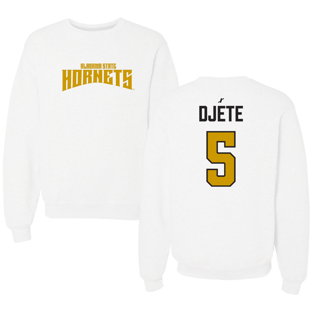 Alabama State University Football White Classic Crewneck - #5 Dylan Djete