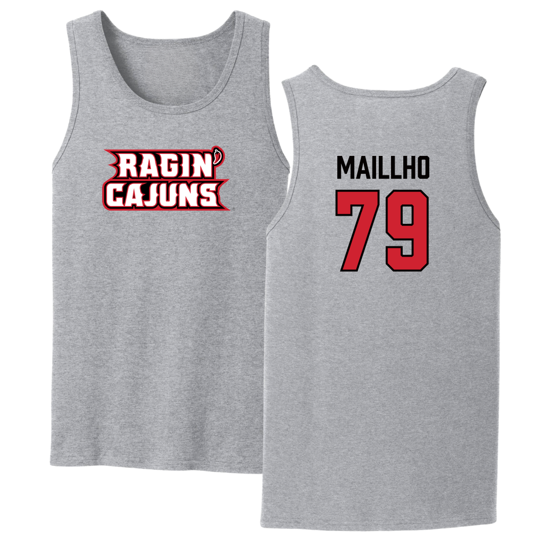 University of Louisiana at Lafayette Football Sport Gray Tank Top - #79 Andre Maillho