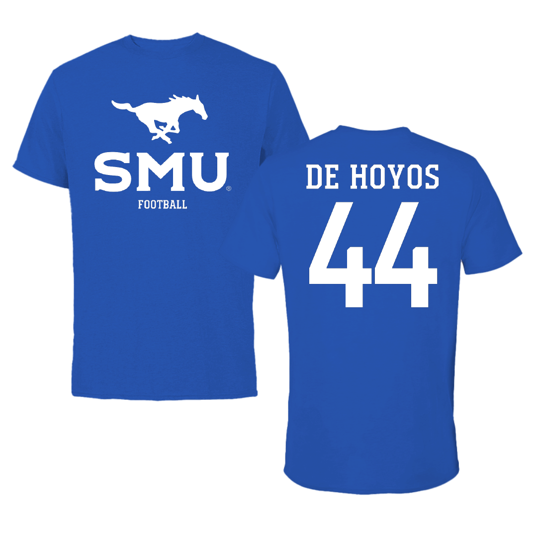 Southern Methodist University Football Blue Mascot Tee - #44 Michael De Hoyos