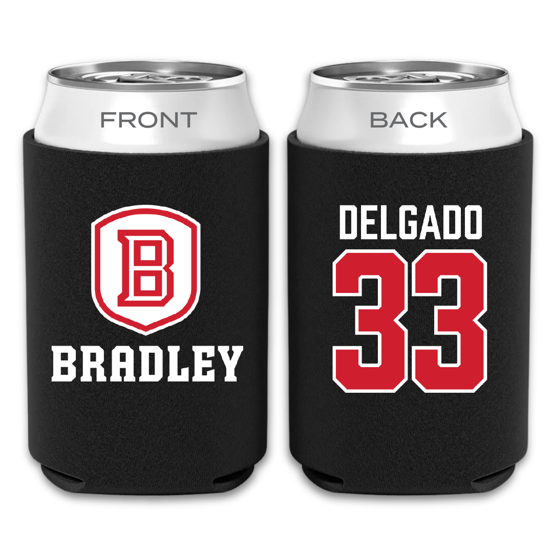 Bradley University Baseball Black Can Cooler - #33 Logan Delgado