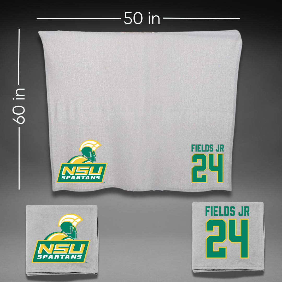 Norfolk State University Basketball Gray Blanket - #24 Chris Fields Jr