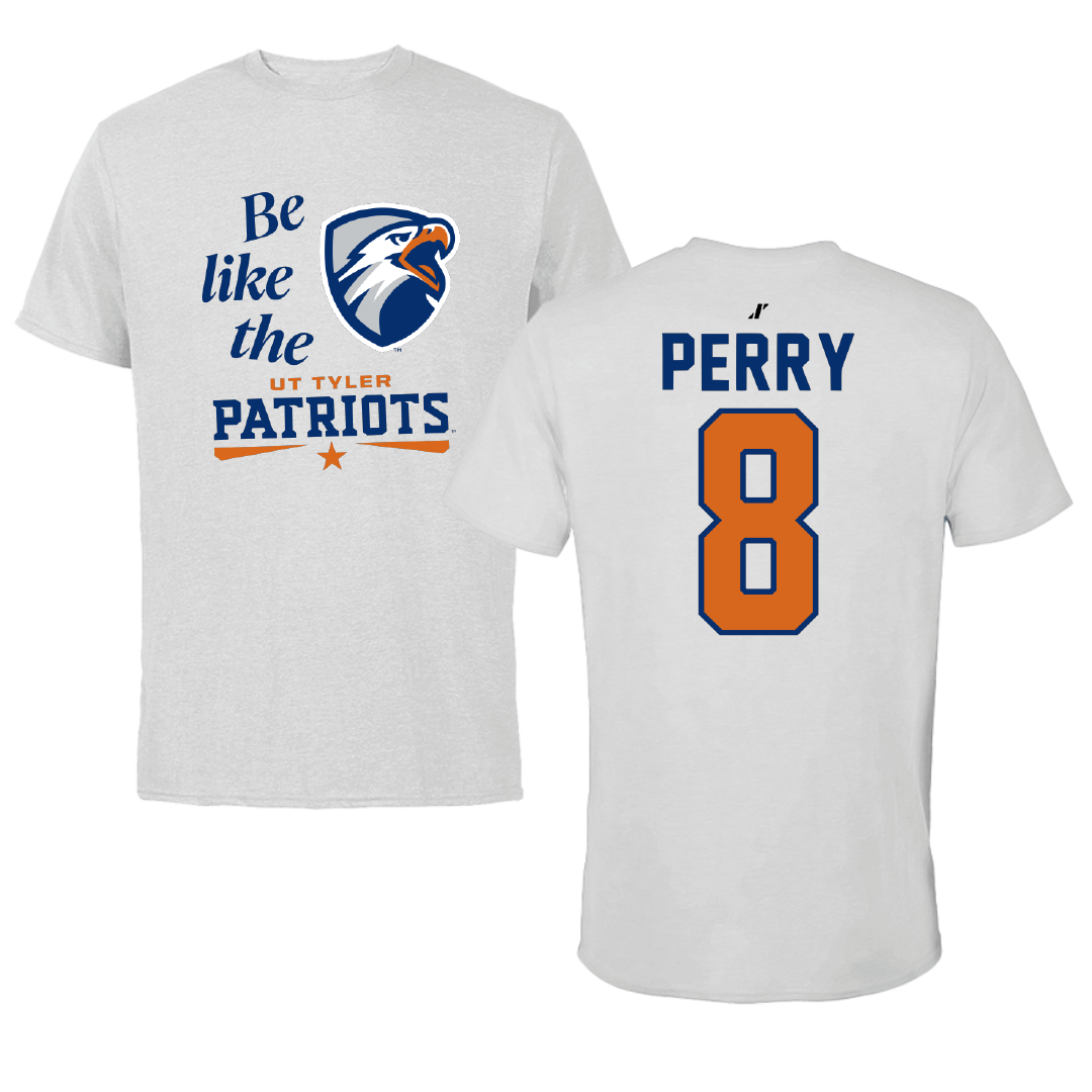 The University of Texas at Tyler Volleyball Light Gray Be Like Us Tee - #8 Autumn Perry