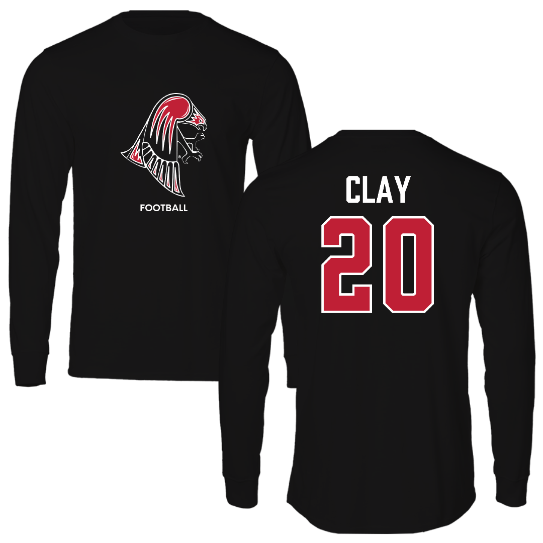 University of Wisconsin-River Falls Football Black Mascot Performance Long Sleeve - #20 TJ Clay