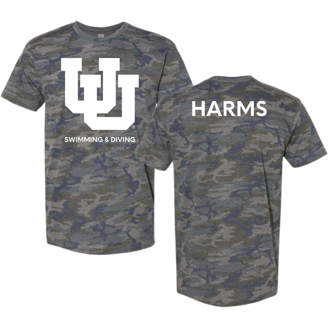 University of Utah Swimming & Diving Vintage Camo Tee - Ike Harms