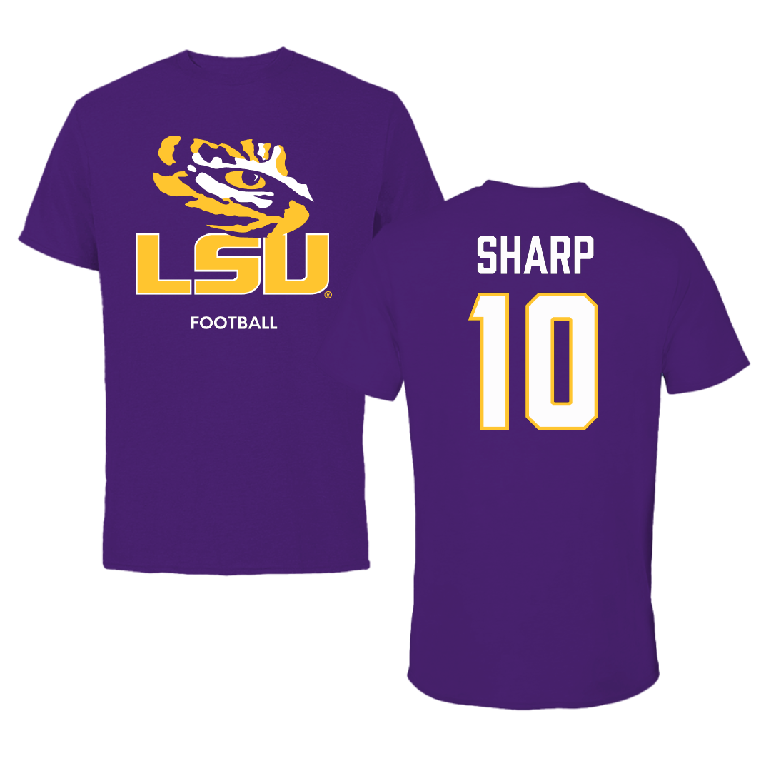 Louisiana State University Football Purple Performance Tee - #10 Bauer Sharp