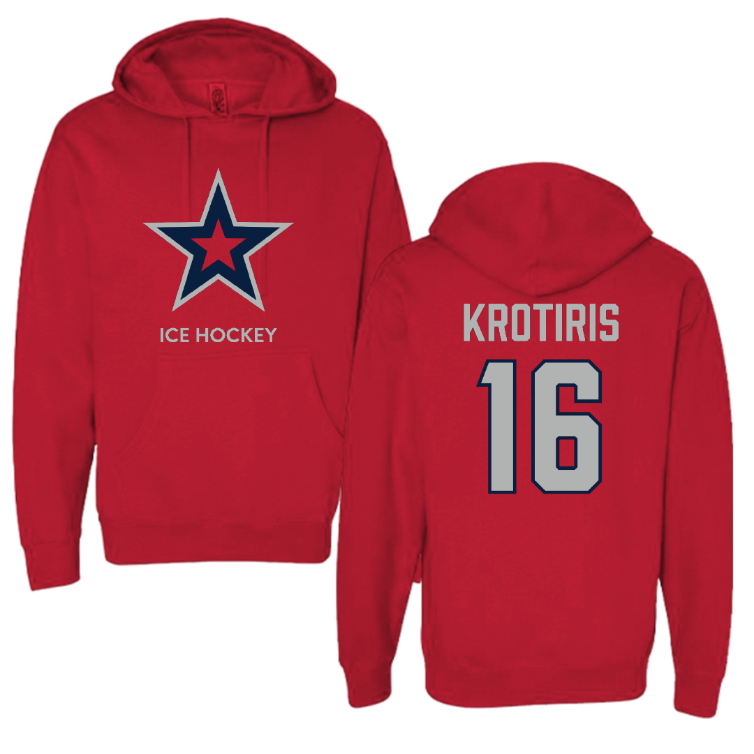 Robert Morris University Ice Hockey (M) Red Mascot Hoodie - #16 George Krotiris