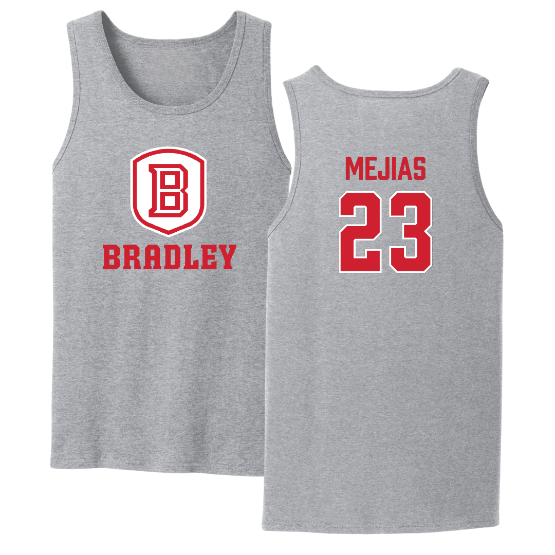 Bradley University Soccer Sport Gray Tank Top - #23 Jamaine Mejias