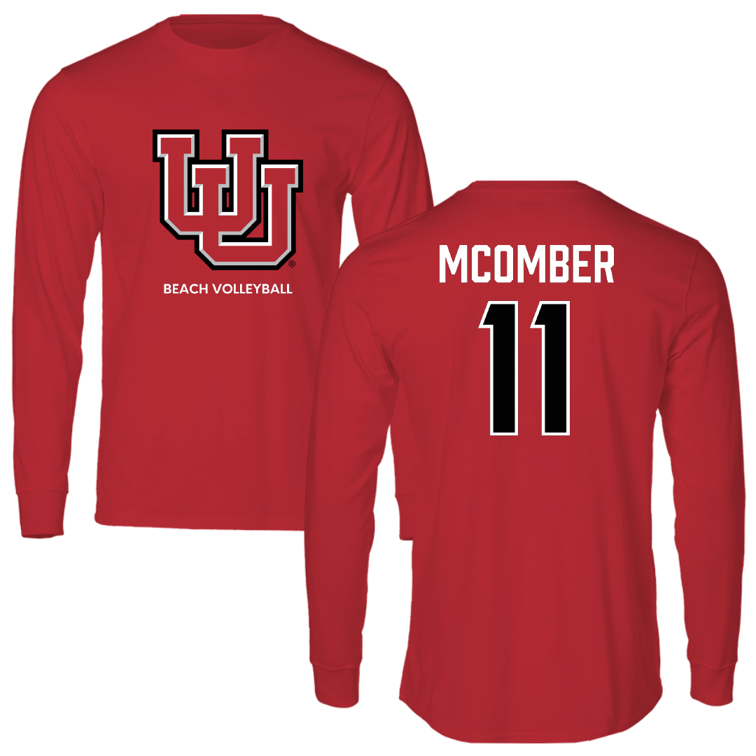 University of Utah Beach Volleyball Red Block Long Sleeve - #11 Azure McOmber