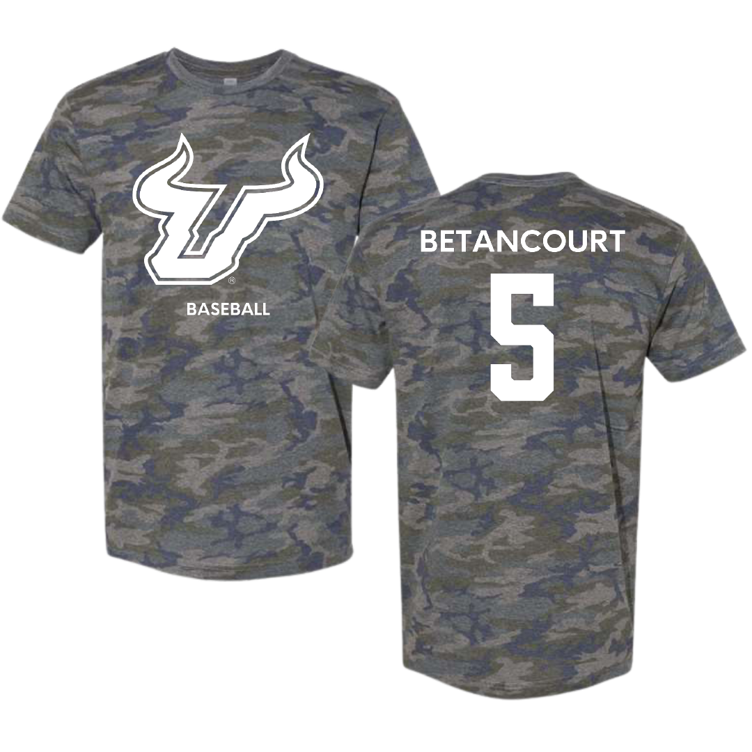 University of South Florida Baseball Vintage Camo Tee - #5 Rafael Betancourt