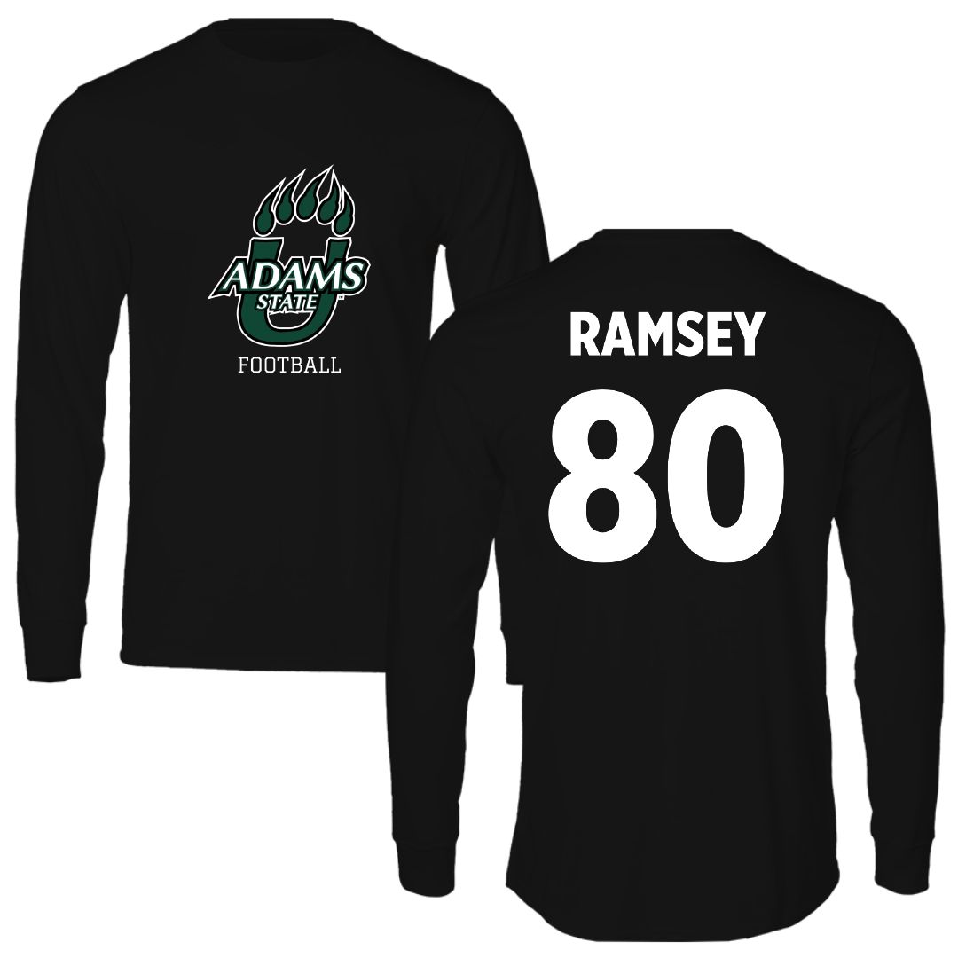 Adams State University Football Black State Performance Long Sleeve - #80 Damarian Ramsey