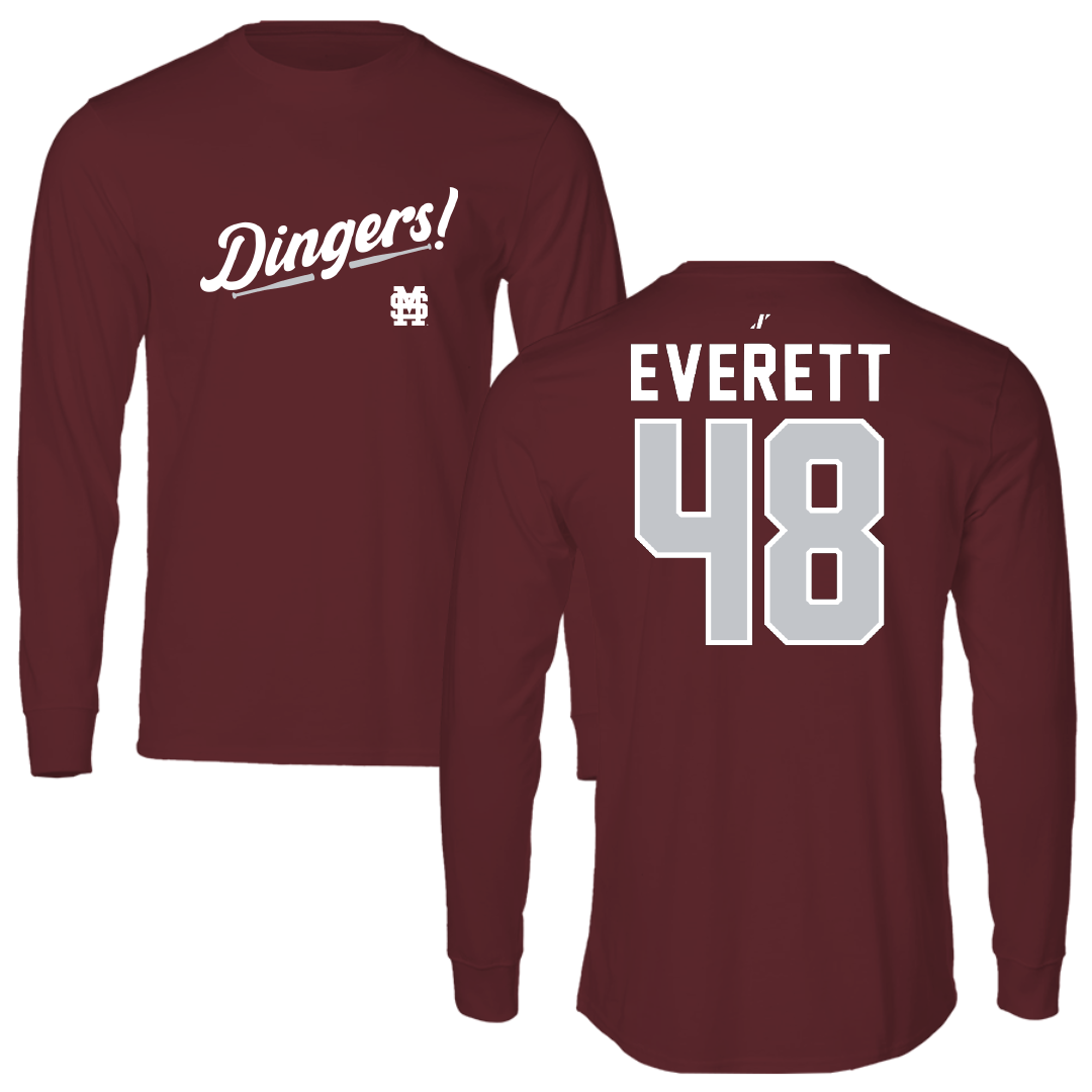 Mississippi State University Softball Maroon Dingers Performance Long Sleeve - #48 Delainey Everett
