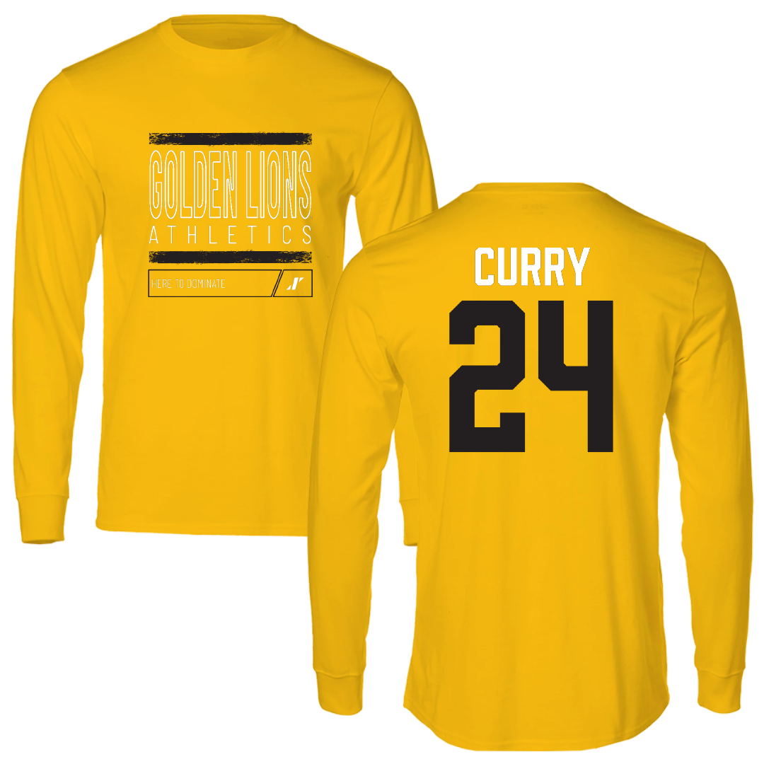 University of Arkansas-Pine Bluff Football Gold Dominate Performance Long Sleeve - #24 BJ Curry
