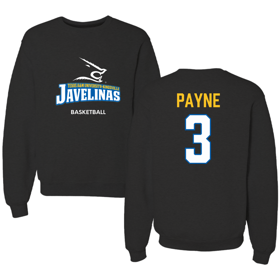 Texas A&M University-Kingsville Basketball (M) Black Crewneck - #3 Isaiah Payne