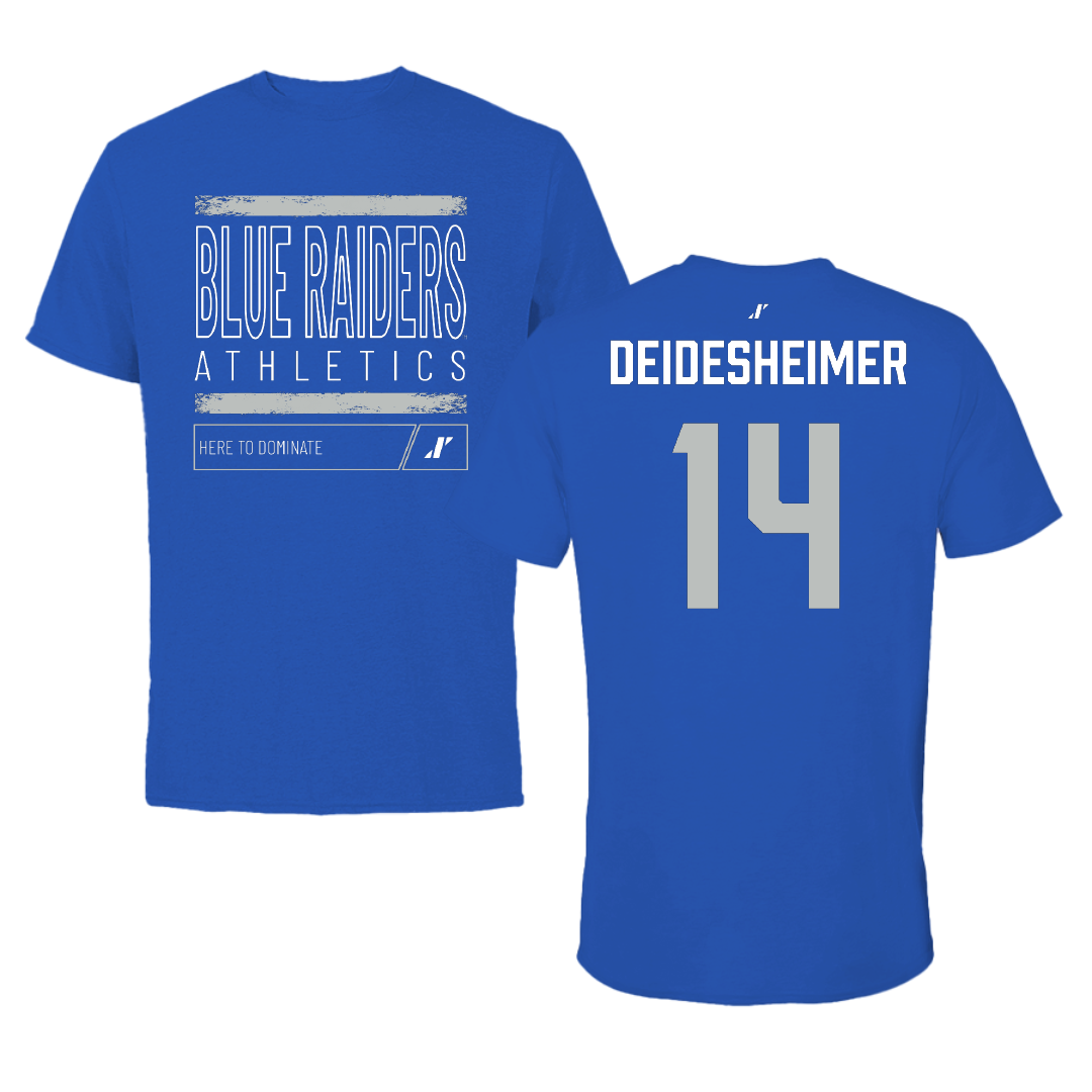 Middle Tennessee State University Volleyball Blue Dominate Tee - #14 Payton Deidesheimer