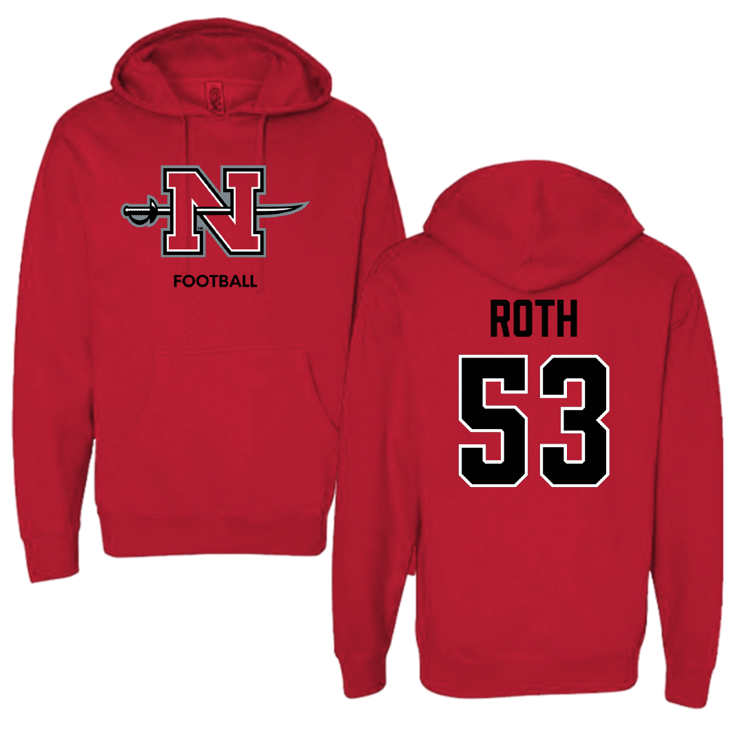 Nicholls State University Football Red Hoodie - #53 Craig Roth