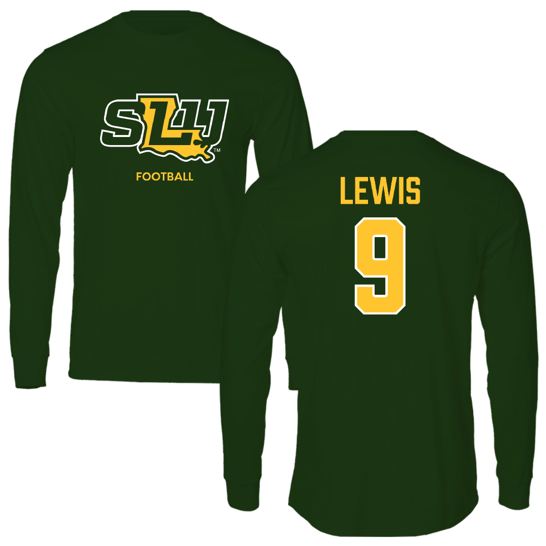 Southeastern Louisiana University Football Forest Green Performance Long Sleeve - #9 Darius Lewis