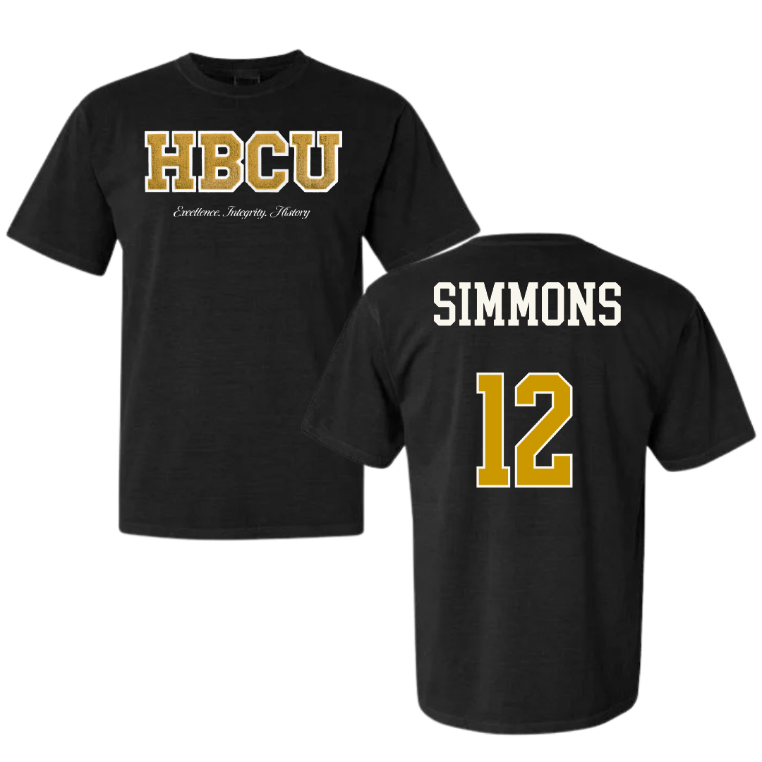 Alabama State University Soccer (W) Black HBCU Varsity Comfort Colors Tee - #12 Kensley Simmons