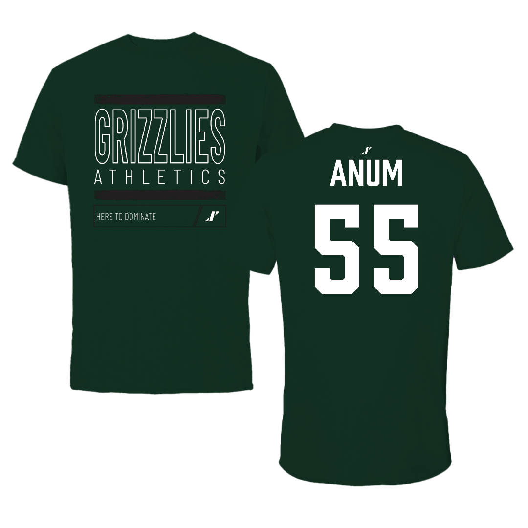 Adams State University Football Forest Green Dominate Tee - #55 Maxime Anum