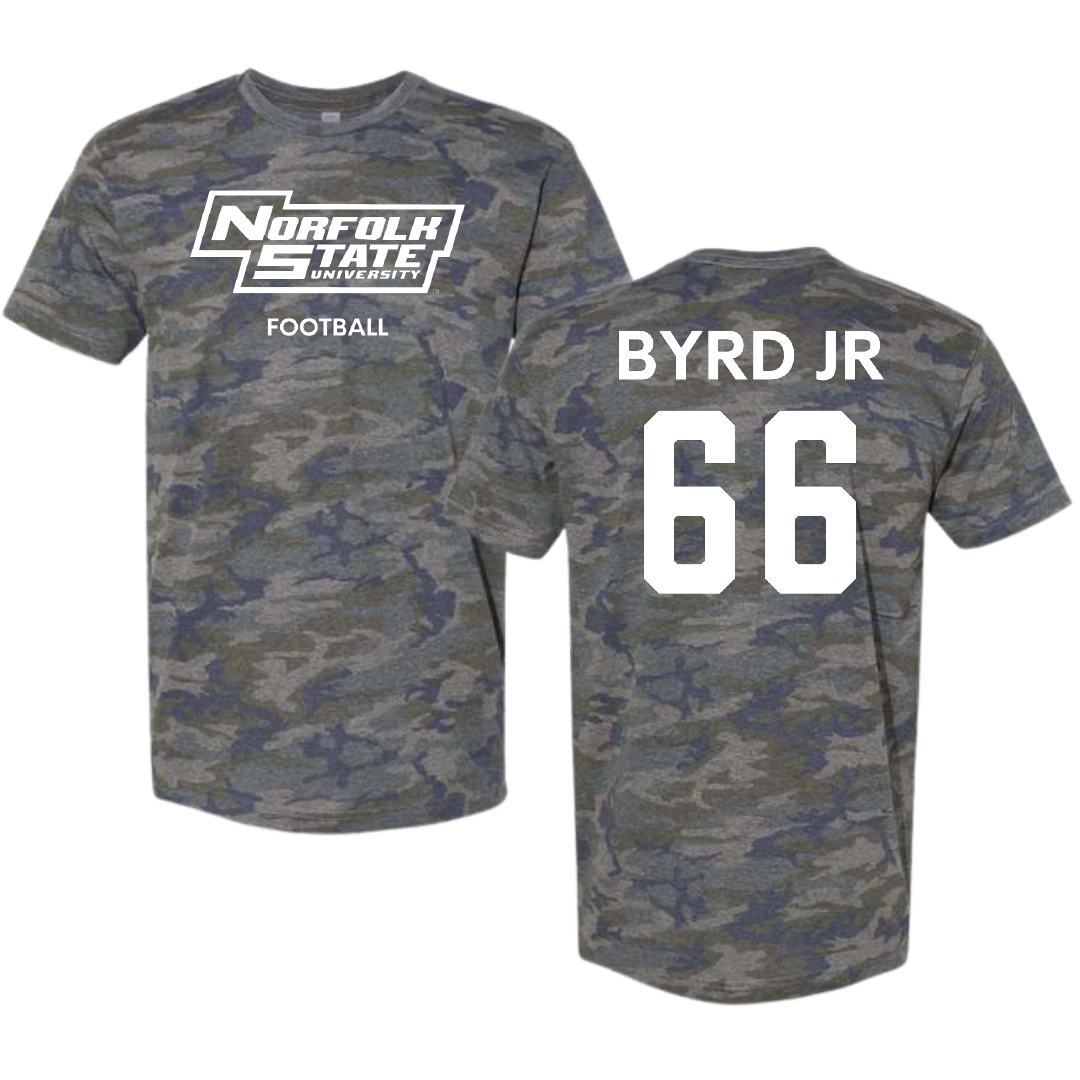 Norfolk State University Football Vintage Camo Tee - #66 Vincent Byrd Jr