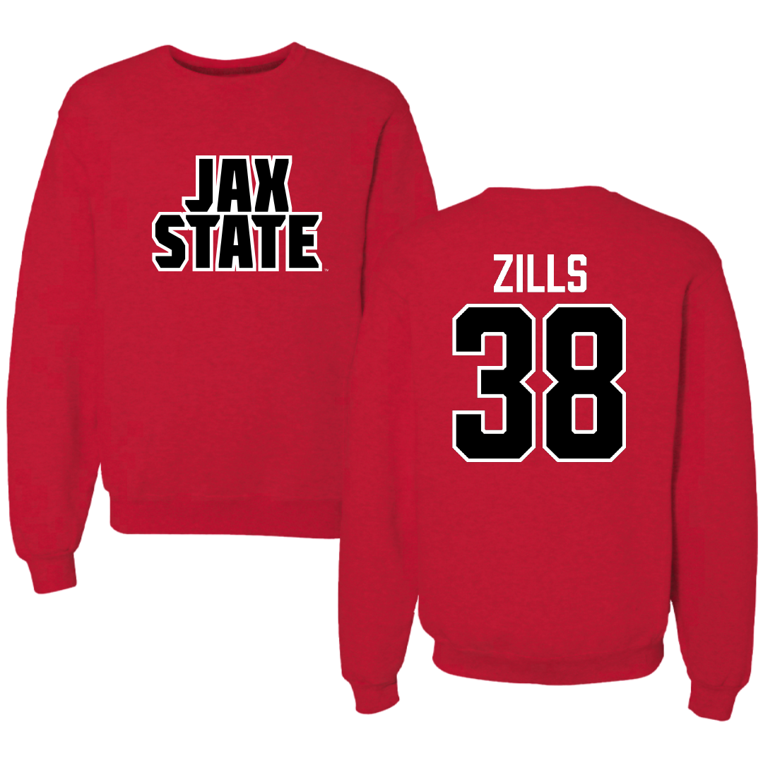 Jacksonville State University Football Red Crewneck - #38 Nate Zills