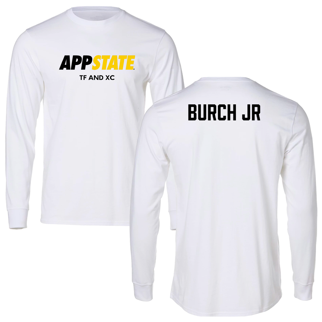 Appalachian State University TF and XC White Block Long Sleeve - Jeremiah Burch Jr