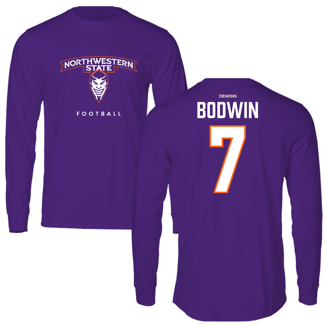 Northwestern State University Football Purple Performance Long Sleeve - #7 Jeremiah Bodwin