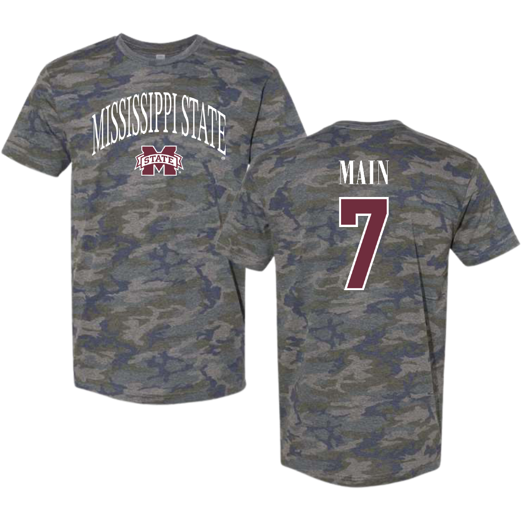 Mississippi State University Soccer Vintage Camo Tee - #7 Zoe Main