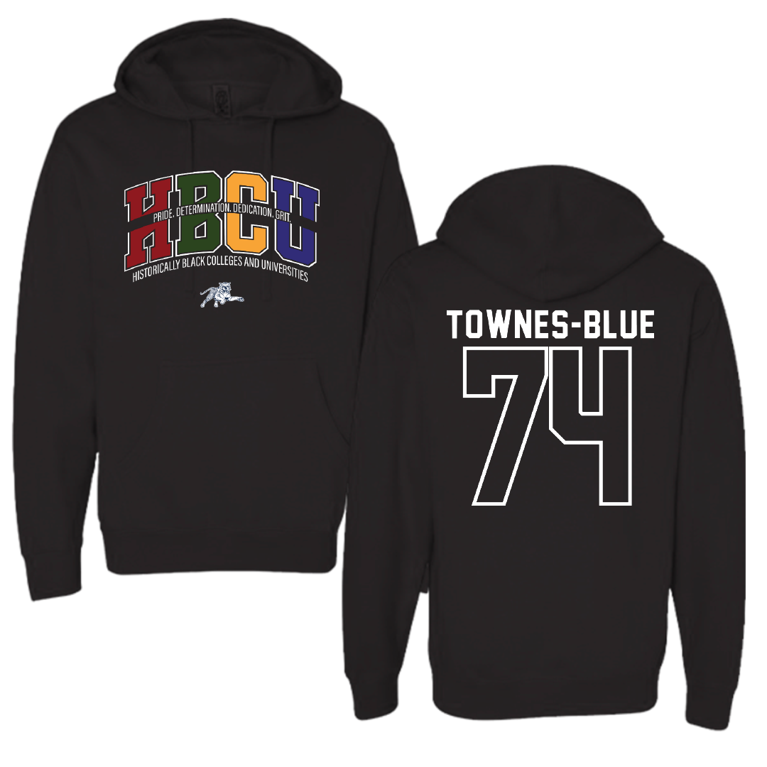 Jackson State University Football Black HBCU Hoodie - #74 D’Andre Townes-Blue