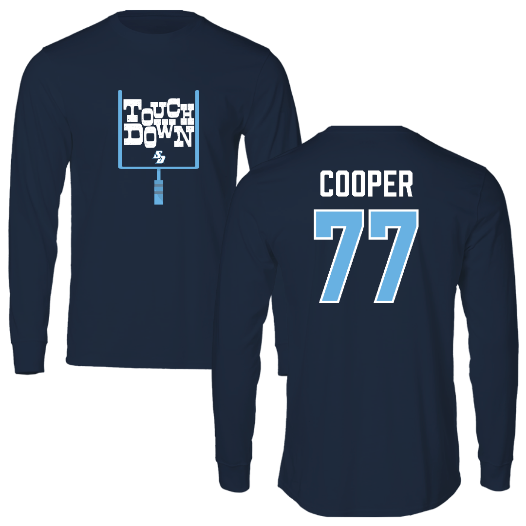 University of San Diego Football Navy Touchdown Long Sleeve - #77 Malachi Cooper