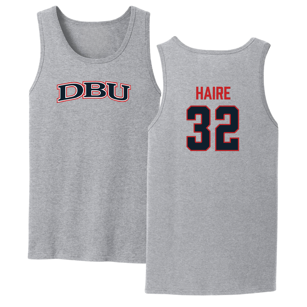 Dallas Baptist University Basketball Sport Gray Tank Top - #32 Justin Haire