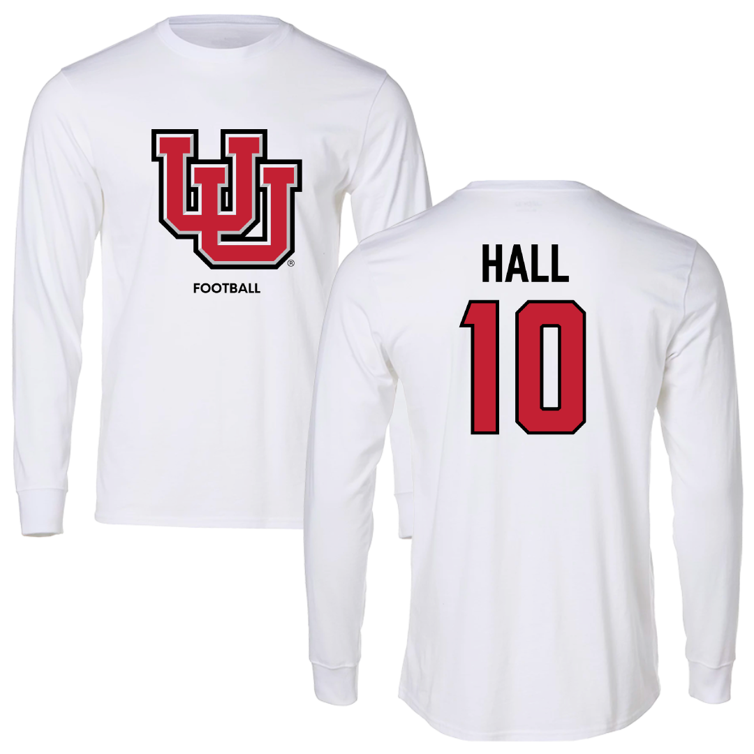 University of Utah Football White Block Long Sleeve - #10 Johnathan Hall