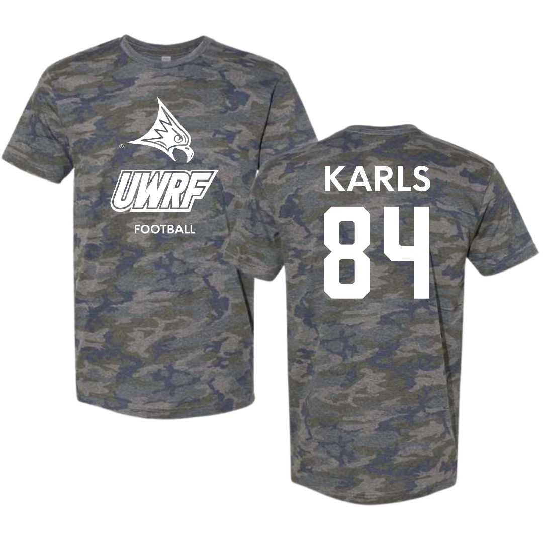 University of Wisconsin-River Falls Football Vintage Camo Tee - #84 Andrew Karls