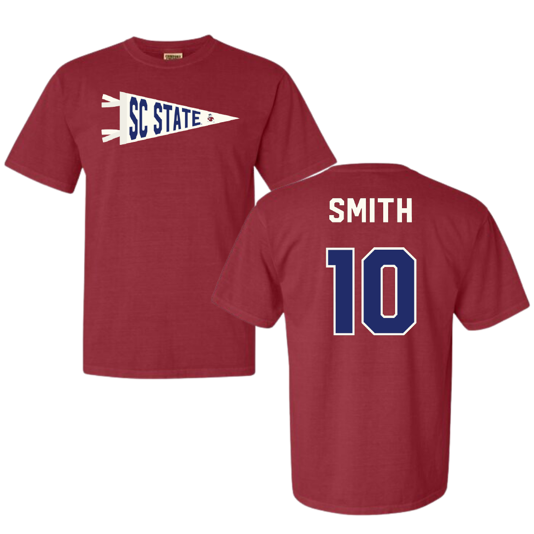 South Carolina State University Football Crimson Pennant Comfort Colors Tee - #10 Tyler Smith