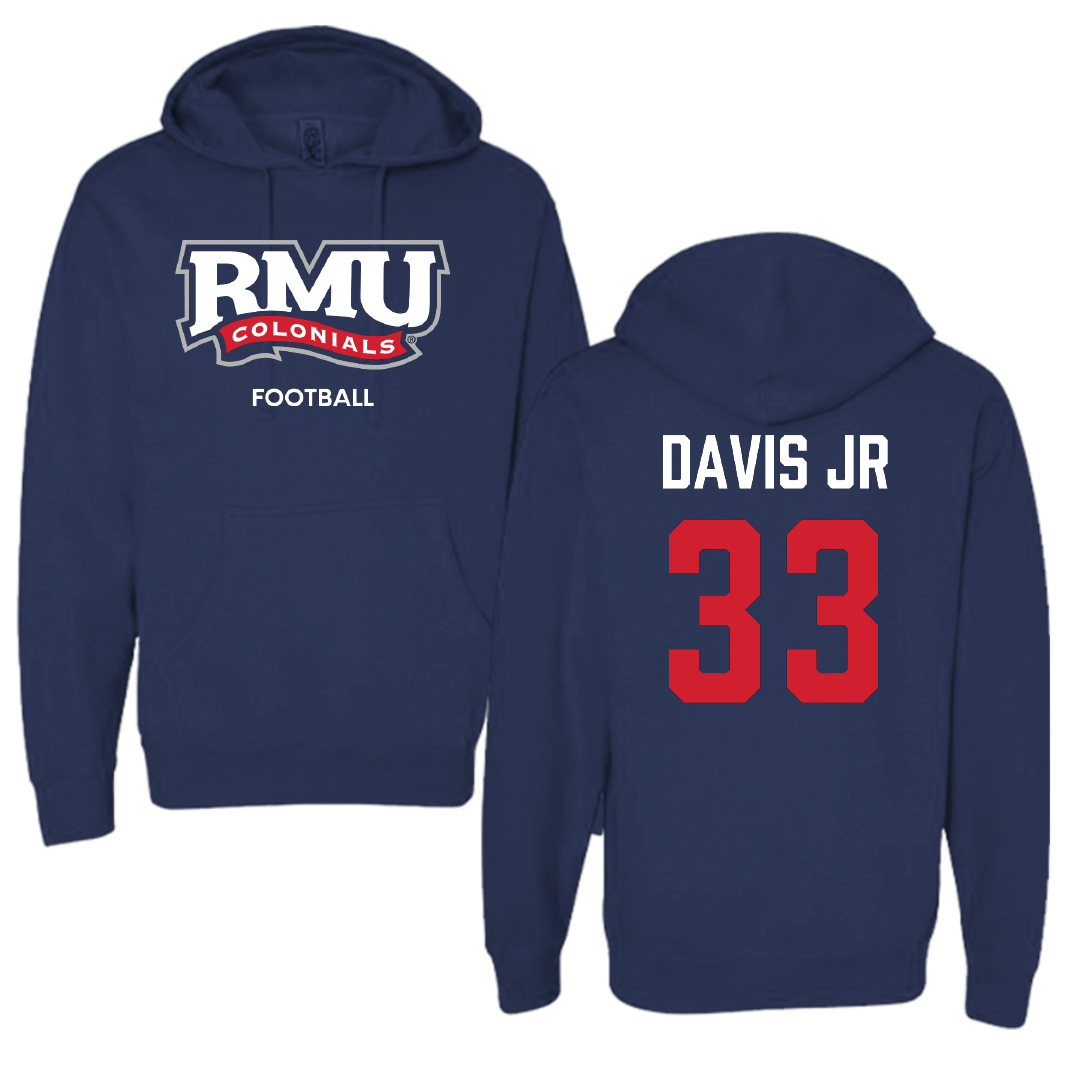 Robert Morris University Football Navy Hoodie - #33 Greg Davis Jr