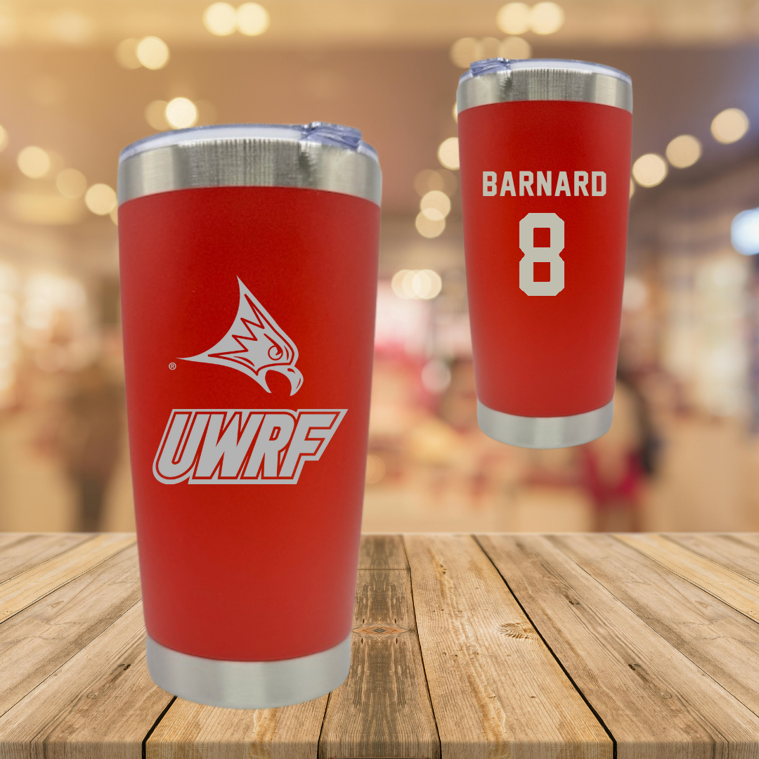 University of Wisconsin-River Falls Football Red Stainless Steel Tumbler - #8 Jake Barnard