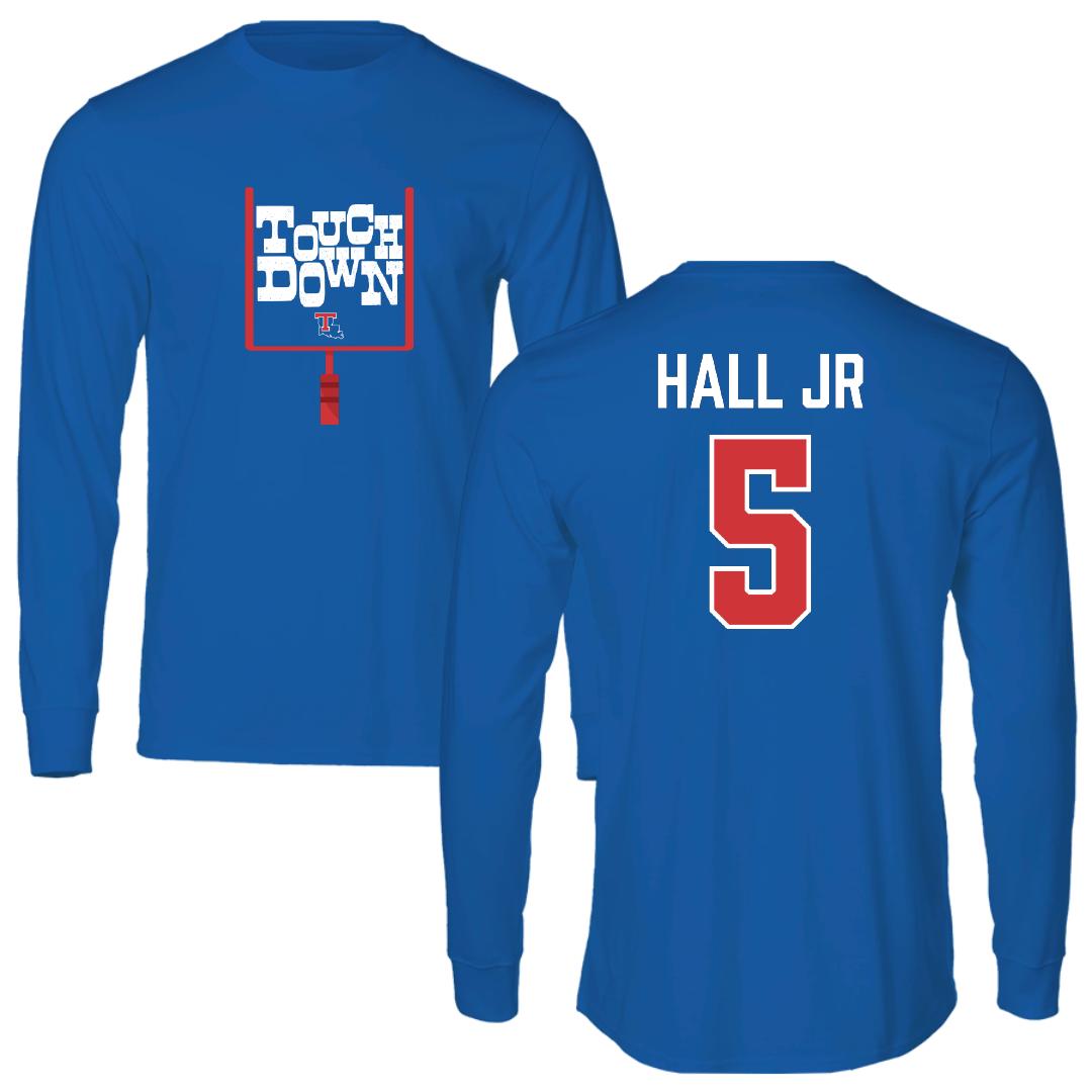 Louisiana Tech University Football Blue Touchdown Long Sleeve - #5 Deshon Hall Jr