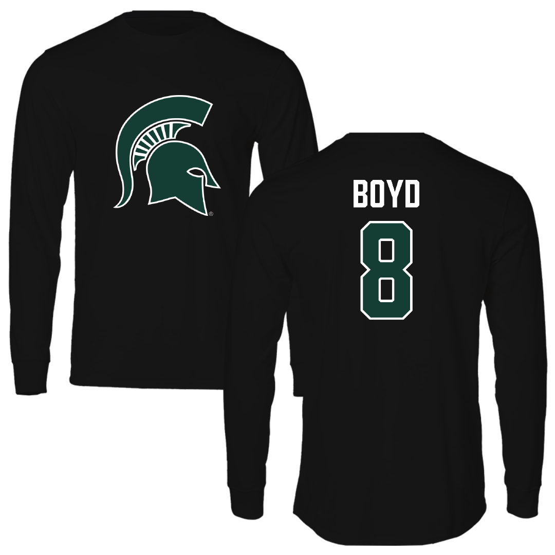 Michigan State University Football Black Long Sleeve - #8 Evan Boyd