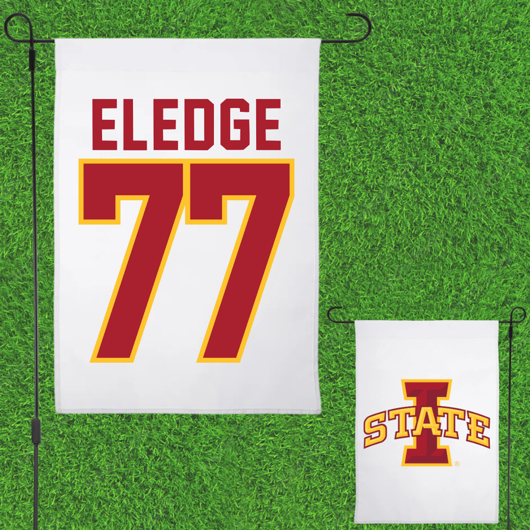 Iowa State University Football White Garden Flag - #77 Easton Eledge