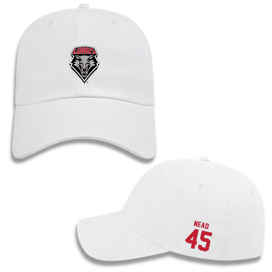 University of New Mexico Football White Hat - #45 Keayen Nead