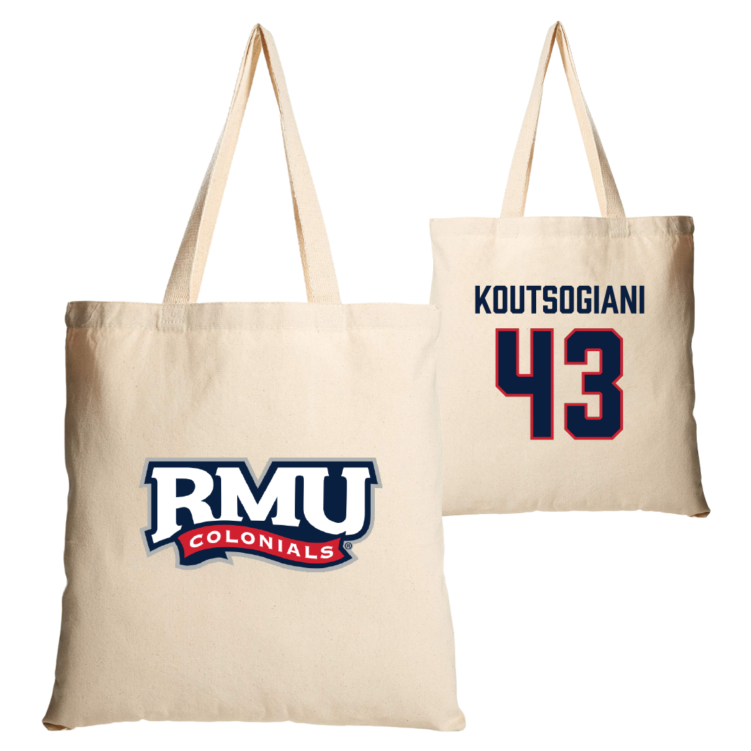 Robert Morris University Softball Tan Canvas Tote Bag - #43 Alaina Koutsogiani