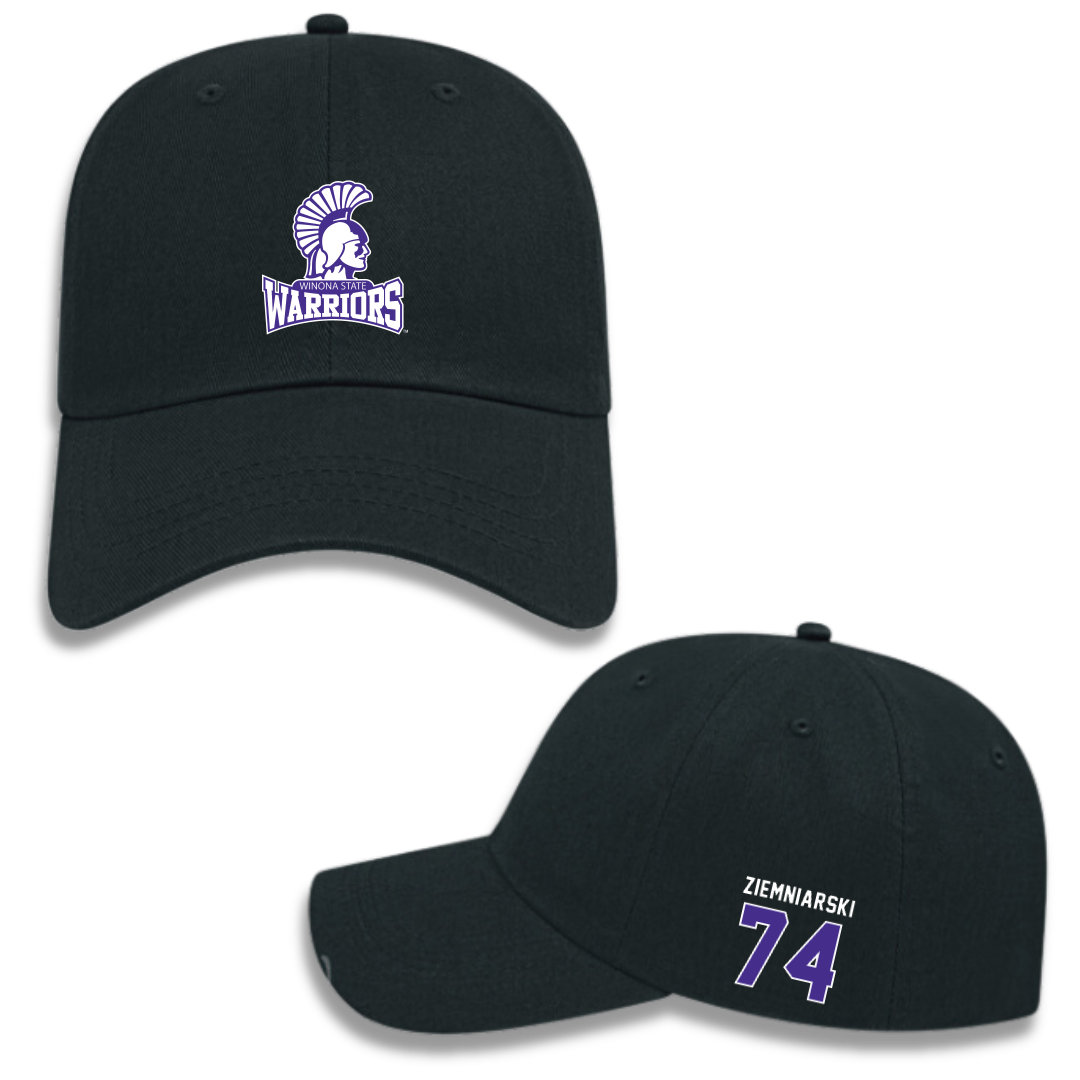 Winona State University Football Black Hat - #74 Jake Ziemniarski