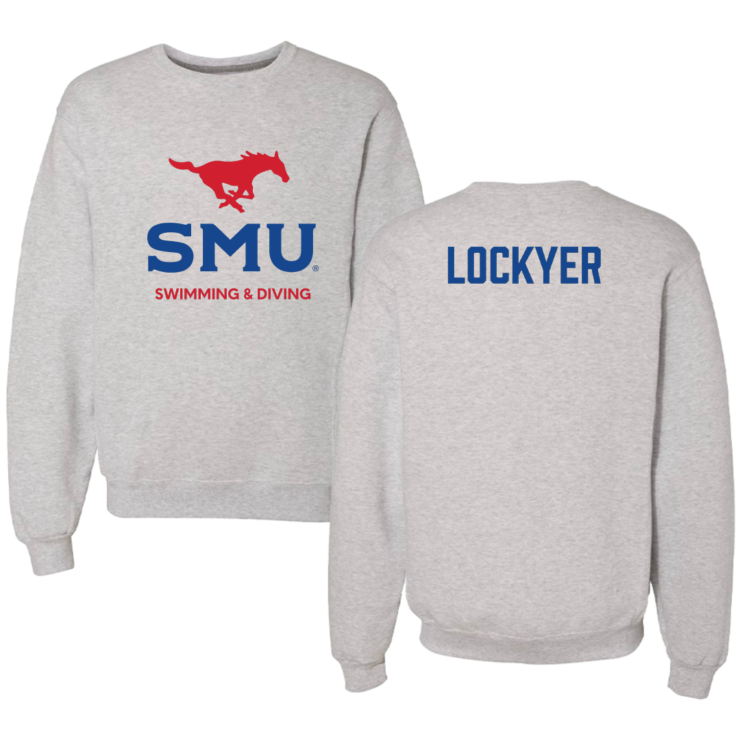 Southern Methodist University Swimming & Diving Light Gray Crewneck - Hannah Lockyer